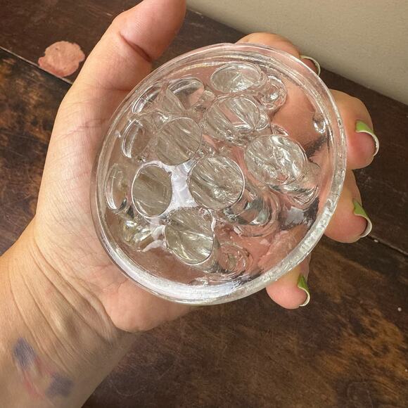 Vintage Solid Pressed Glass Flower Frog 11 hole Floral Arrangement Frogger - Picture 8 of 9